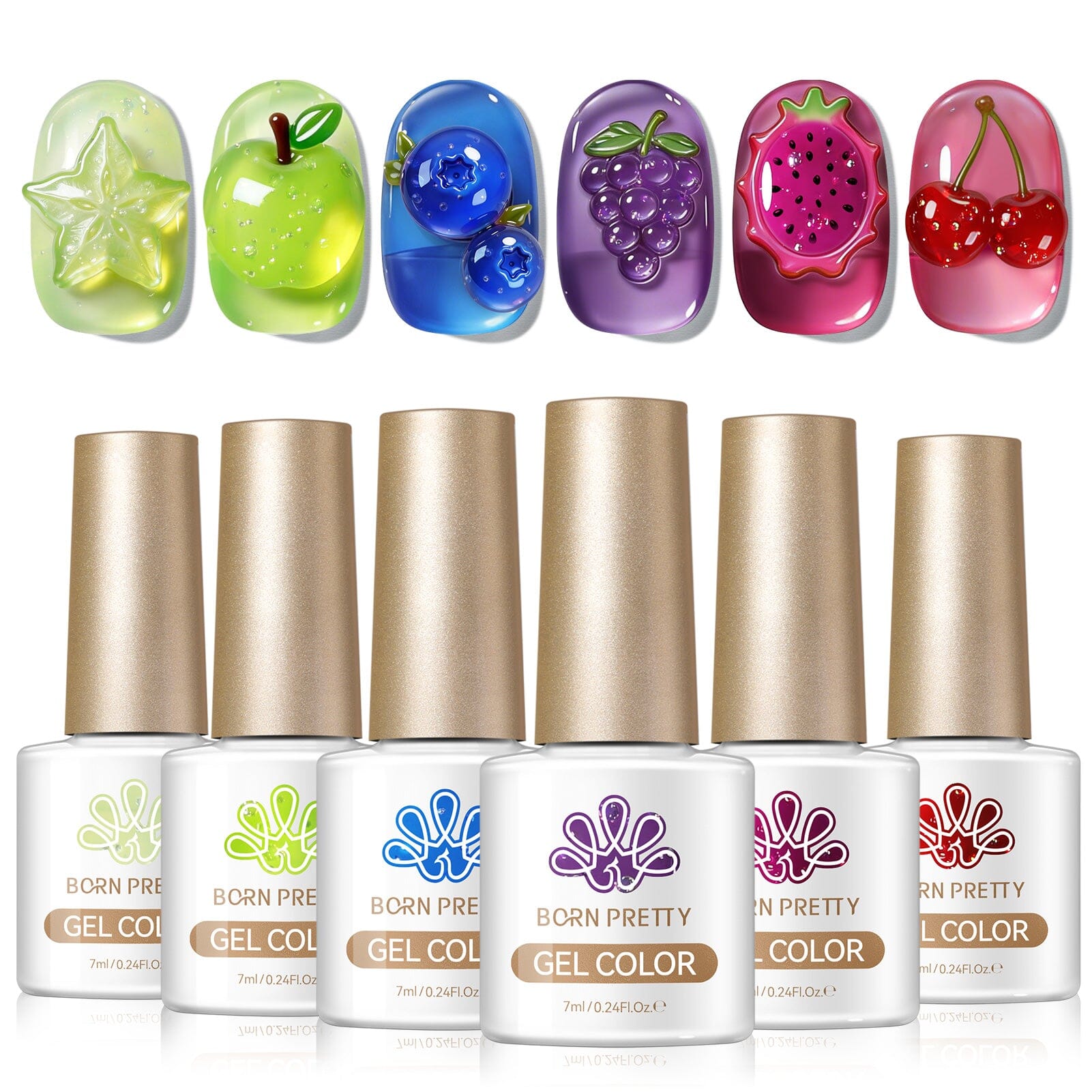 6 Colors Jelly Gel Polish Set 7ml Gel Nail Polish BORN PRETTY J58 Bubble Fruit 