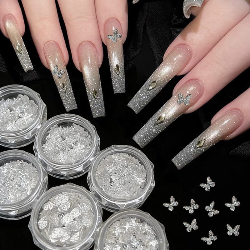 Five-Pointed Star Shape White Glitter Nail Sequins Nail Art No Brand 
