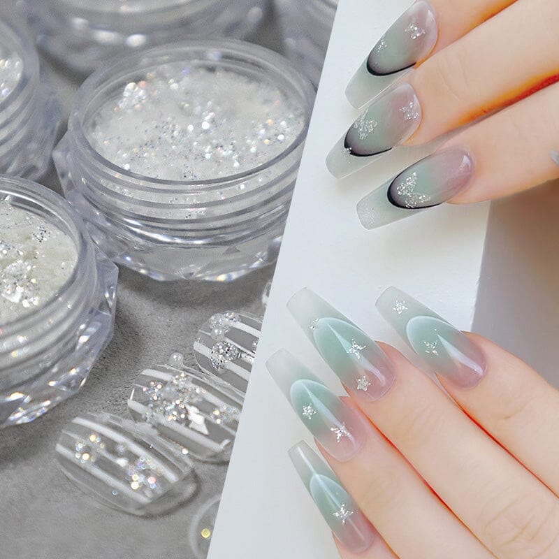 Five-Pointed Star Shape White Glitter Nail Sequins Nail Art No Brand 