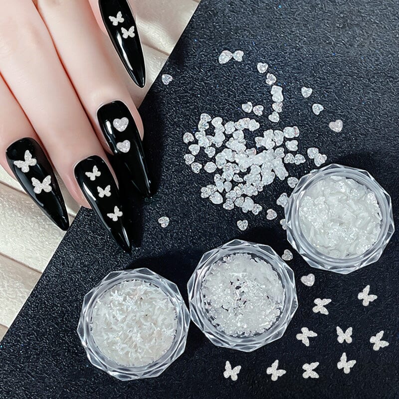 Heart Shape White Glitter Nail Sequins Nail Art No Brand 