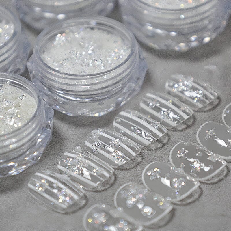 Star Shape White Glitter Nail Sequins Clearance No Brand 