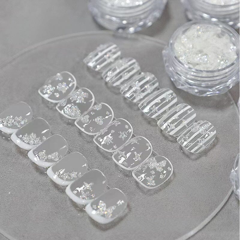 Heart Shape White Glitter Nail Sequins Nail Art No Brand 