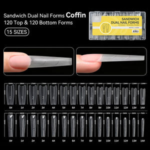 240pcs 15 Sizes Sandwich Dual Nail Forms Nail Tips BORN PRETTY 