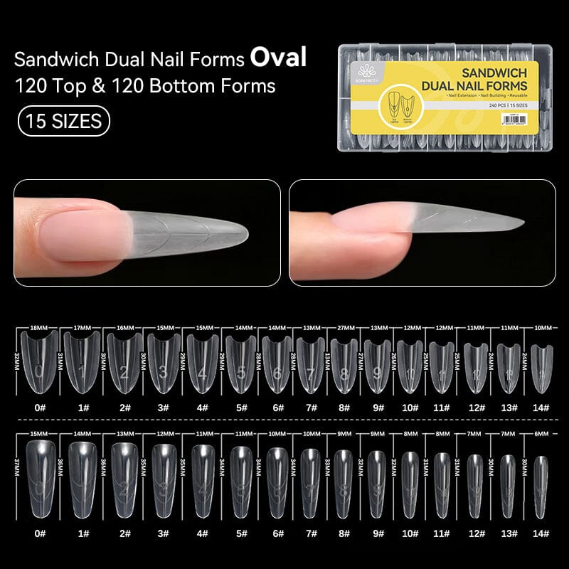 240pcs 15 Sizes Sandwich Dual Nail Forms Nail Tips BORN PRETTY 