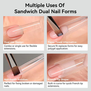 240pcs 15 Sizes Sandwich Dual Nail Forms Nail Tips BORN PRETTY 