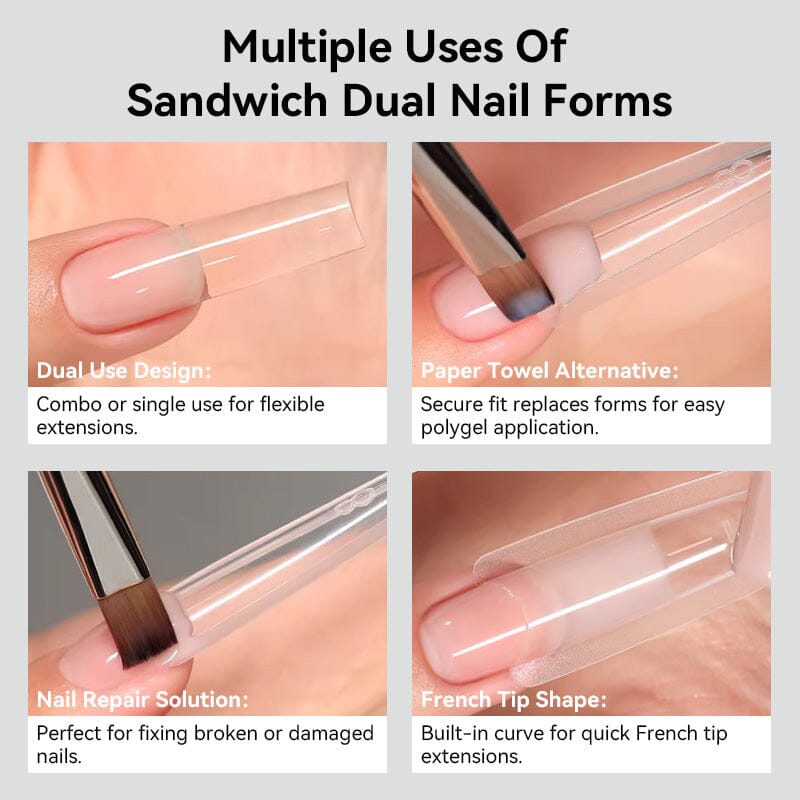 240pcs 15 Sizes Sandwich Dual Nail Forms Nail Tips BORN PRETTY 