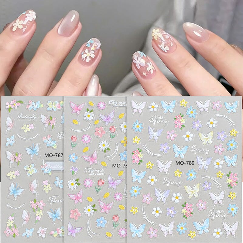 Spring Flowers Butterfly 3D Nail Sticker MO-789 Clearance No Brand 