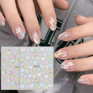 Spring Flowers Butterfly 3D Nail Sticker MO-789 Clearance No Brand 