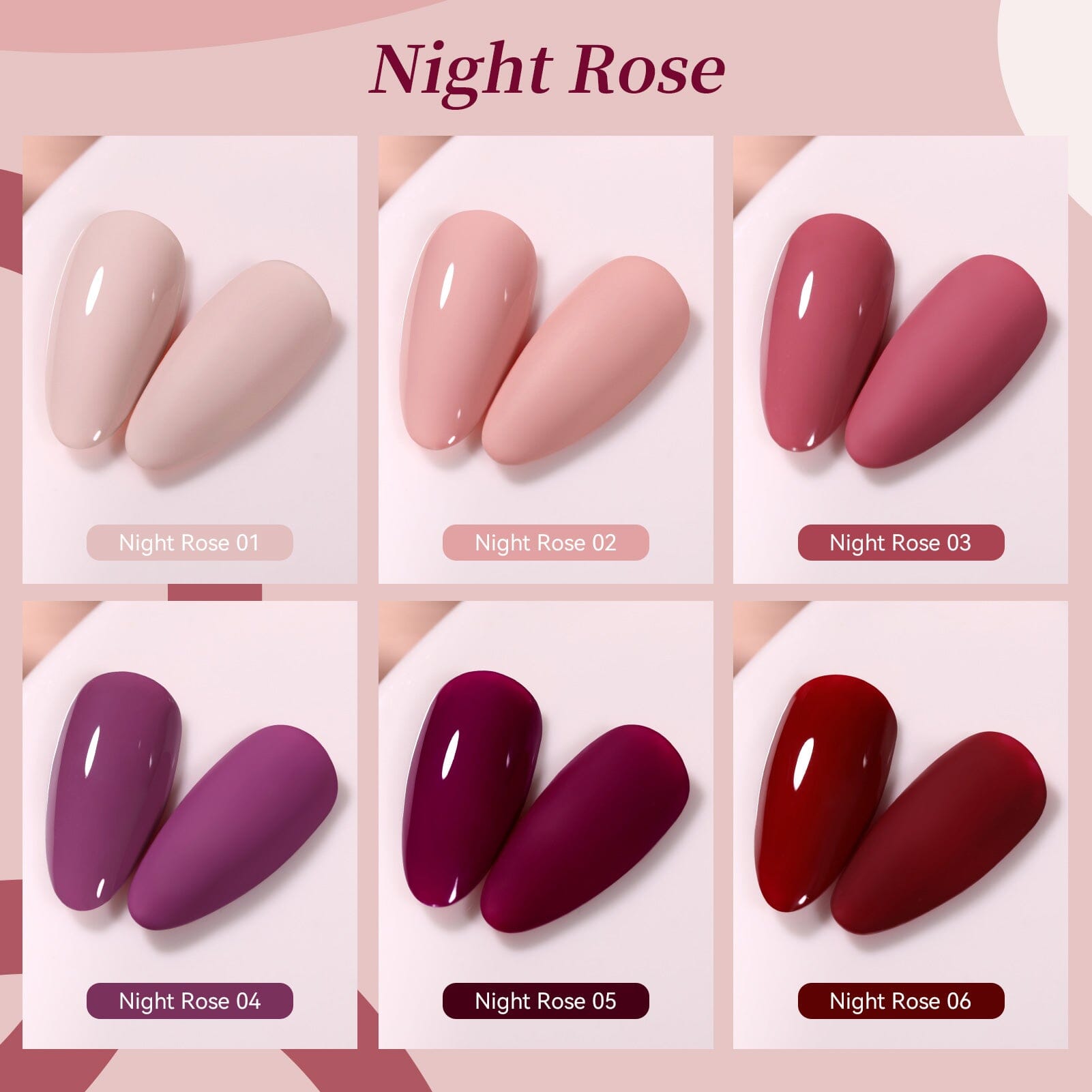 6 Colors Gel Set S58 Night Rose 7ml Gel Nail Polish BORN PRETTY 