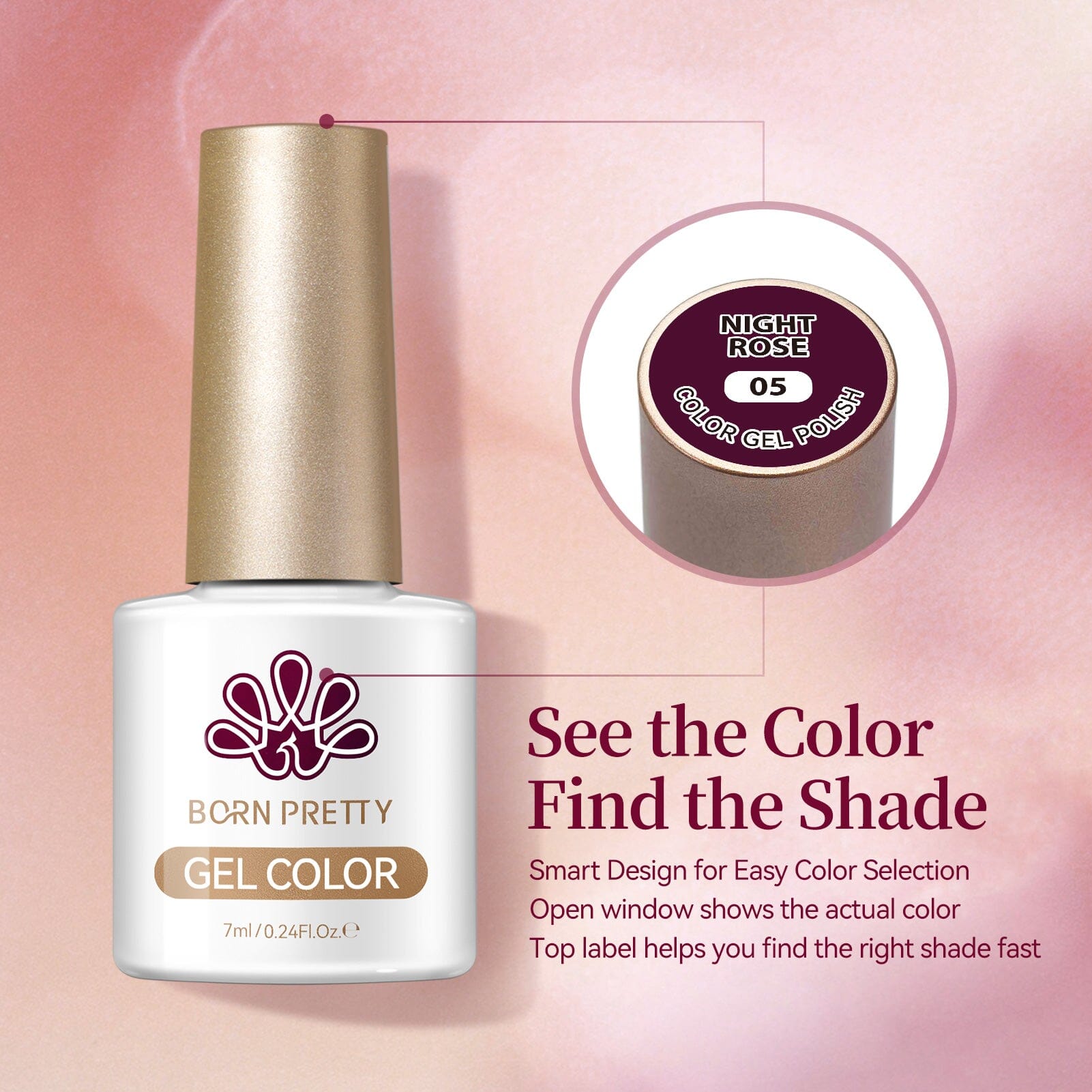 6 Colors Gel Set S58 Night Rose 7ml Gel Nail Polish BORN PRETTY 