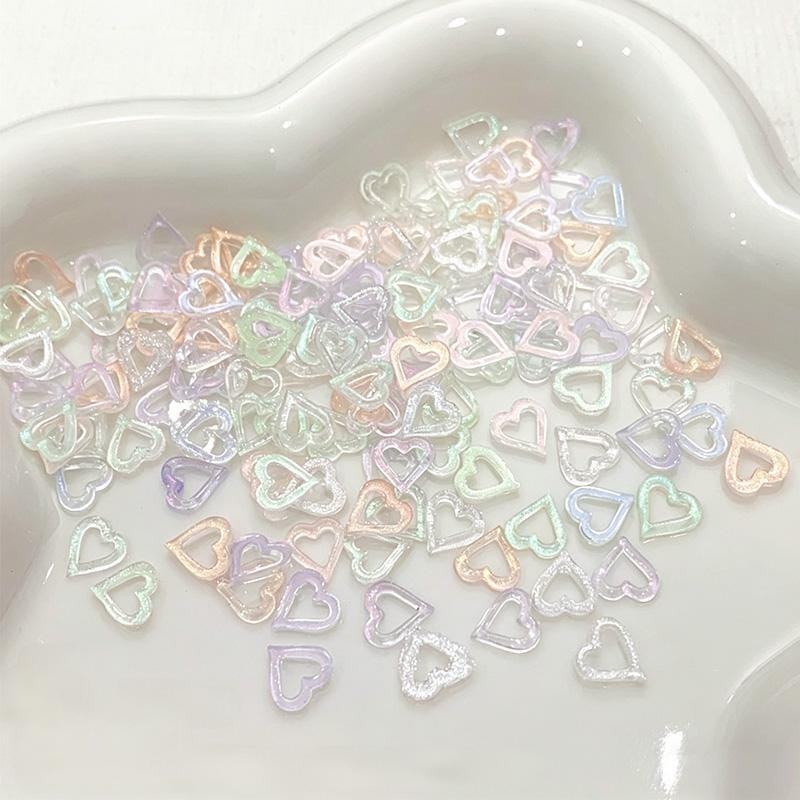100pcs Hollowed Heart Plastic Nail Decoration Clearance No Brand 