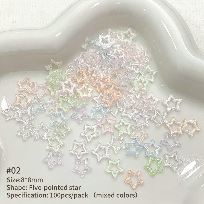 100pcs Hollowed Star Plastic Nail Decoration Clearance No Brand 