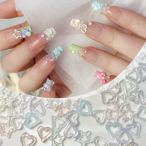 100pcs Hollowed Heart Plastic Nail Decoration Clearance No Brand 