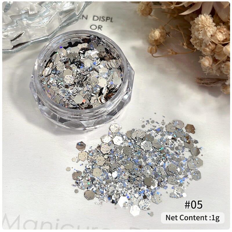 Ultra Sparkly Mixed Shape Polygonal Nail Sequins #05 Nail Art No Brand 