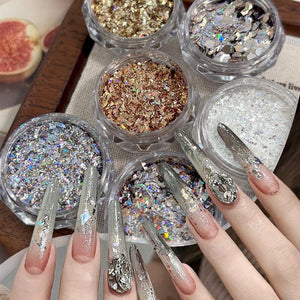 Ultra Sparkly Mixed Shape Polygonal Nail Sequins #04 Clearance No Brand 