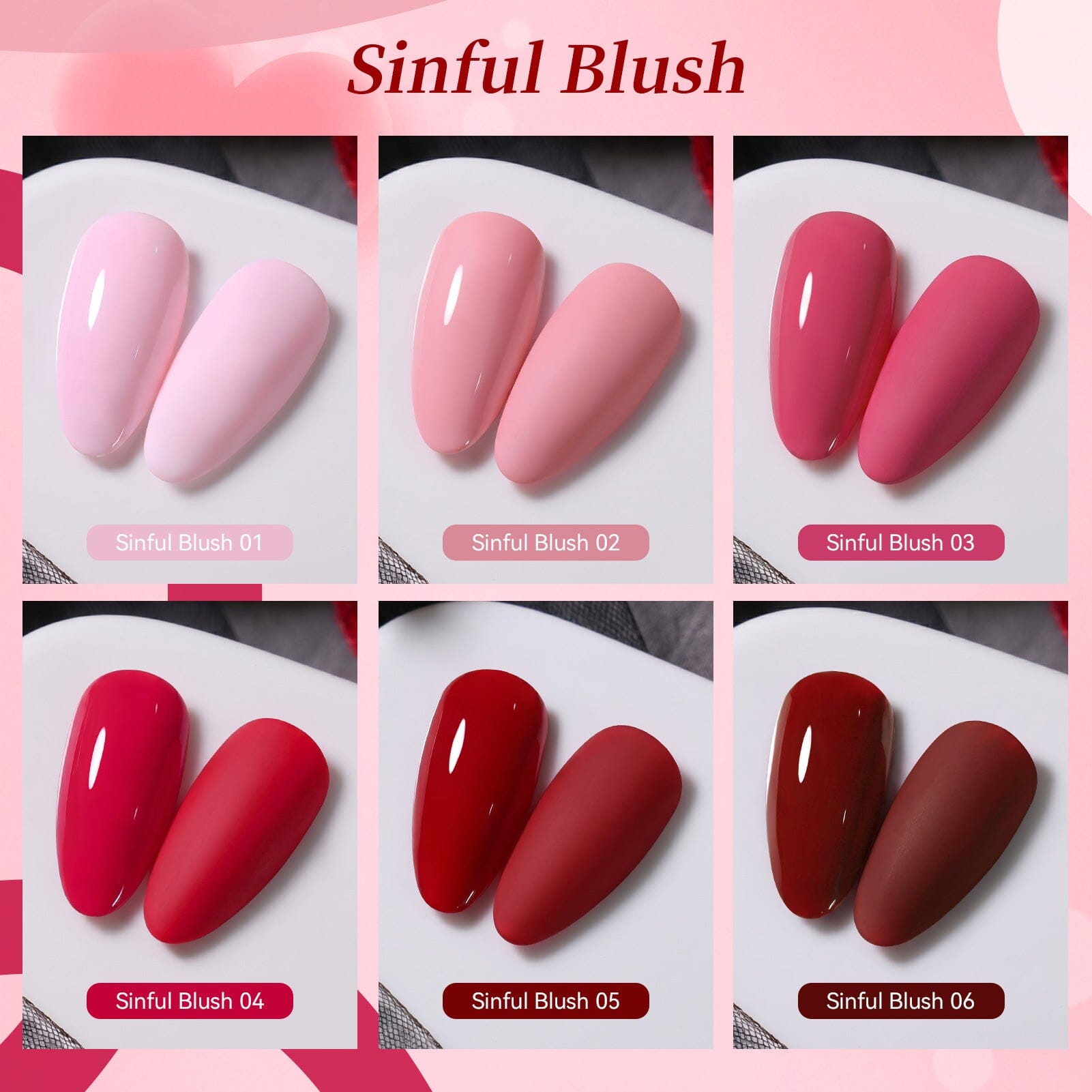 6 Colors Gel Set S61 Sinful Blush 7ml Gel Nail Polish BORN PRETTY 