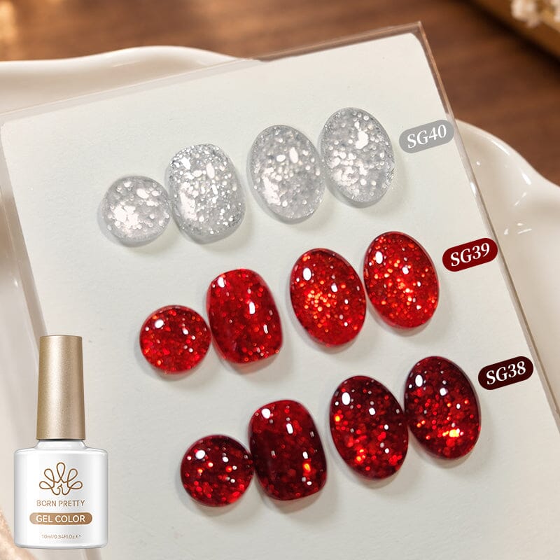 Glitter Gel Polish SG38 SG39 SG40 10ml Gel Nail Polish BORN PRETTY 3 Colors Set 