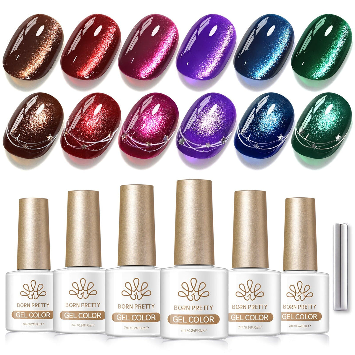 6 Colors Crystal Cat Magnetic Gel M75 Middle Ages 7ml Gel Nail Polish BORN PRETTY 