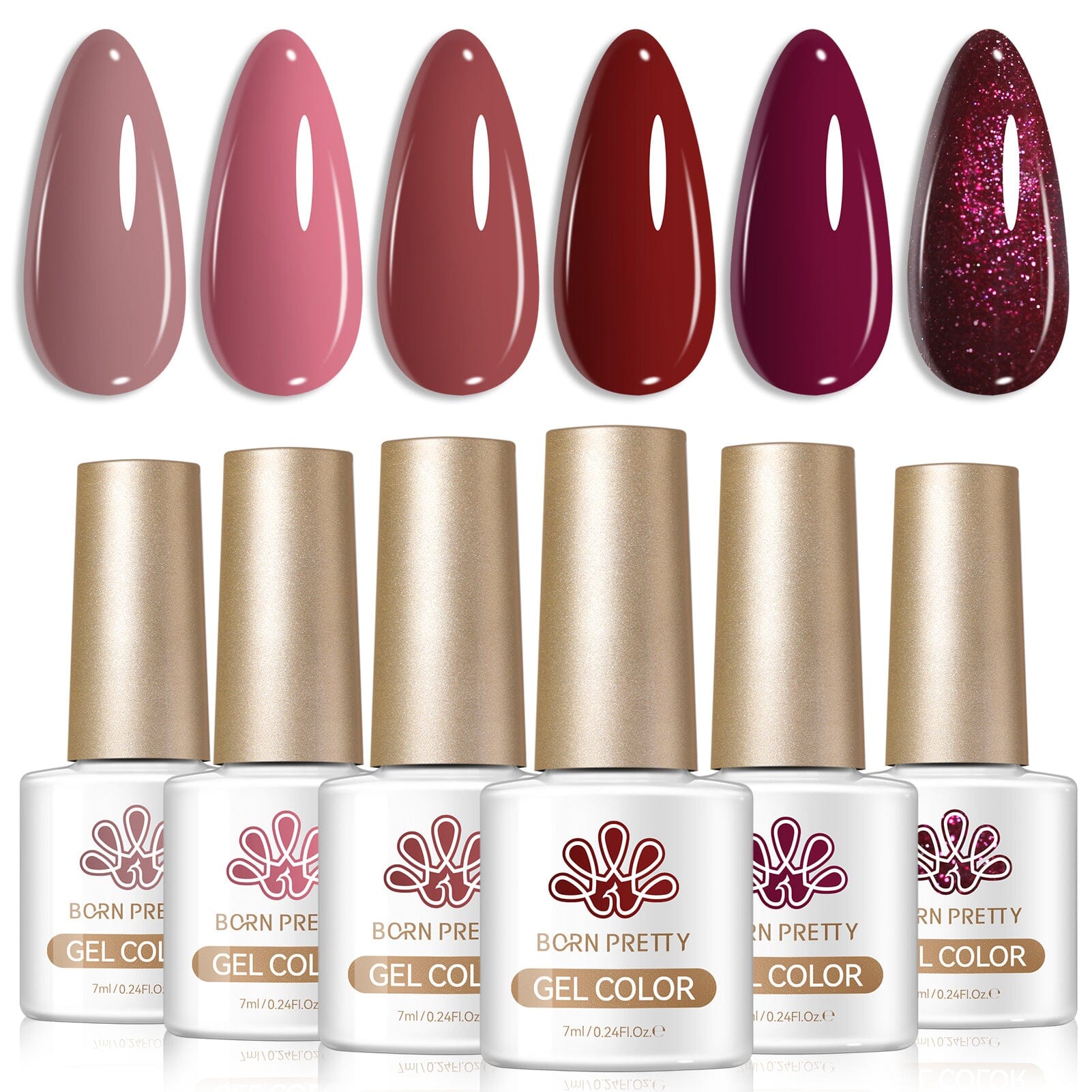 6 Colors Gel Set S66 Wine Night 7ml Gel Nail Polish BORN PRETTY 