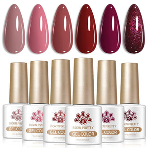 6 Colors Gel Set S66 Wine Night 7ml Gel Nail Polish BORN PRETTY 