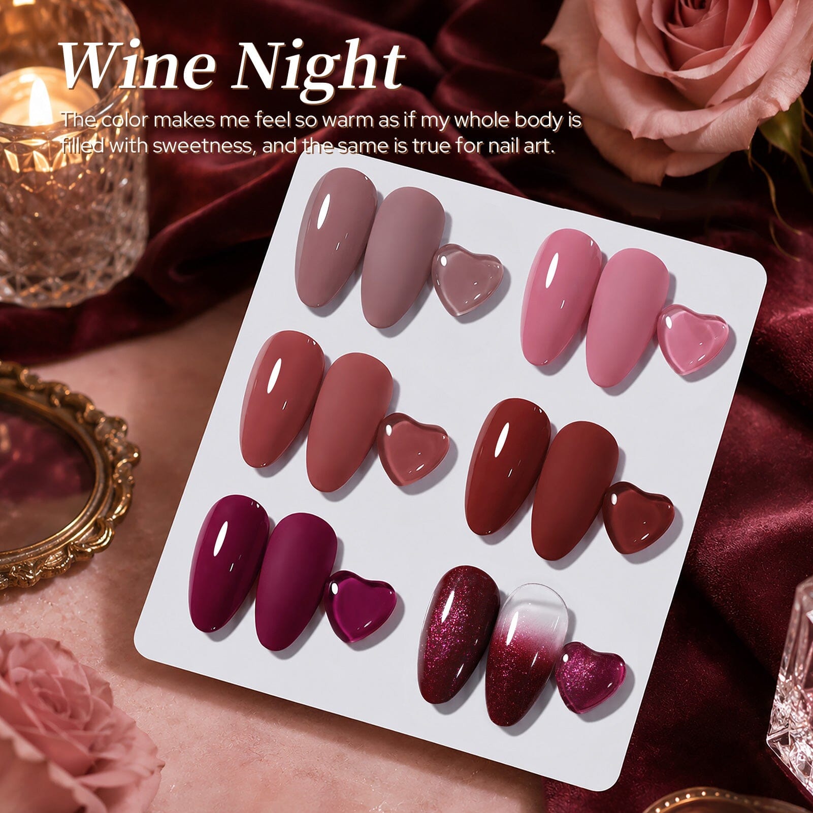 6 Colors Gel Set S66 Wine Night 7ml Gel Nail Polish BORN PRETTY 