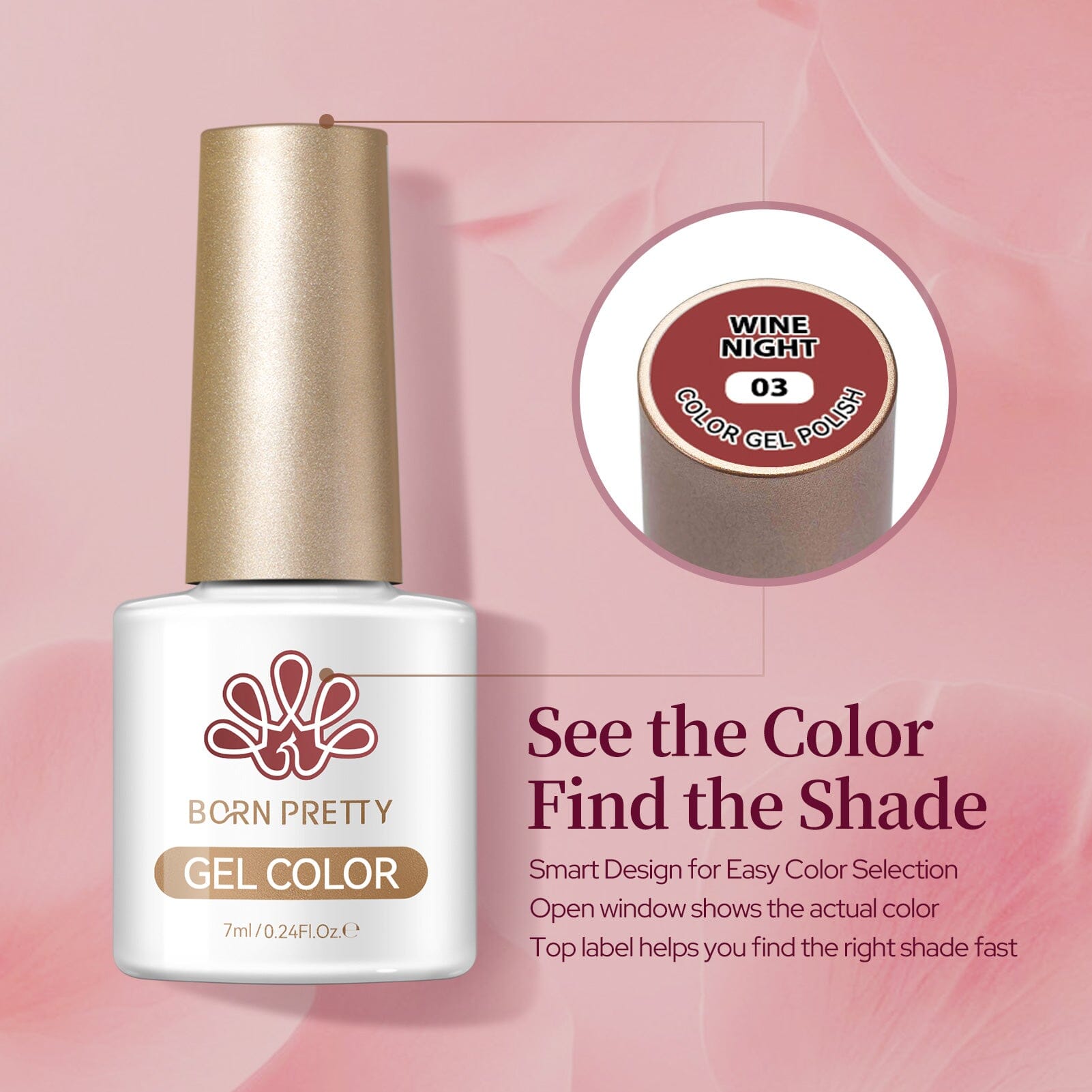 6 Colors Gel Set S66 Wine Night 7ml Gel Nail Polish BORN PRETTY 