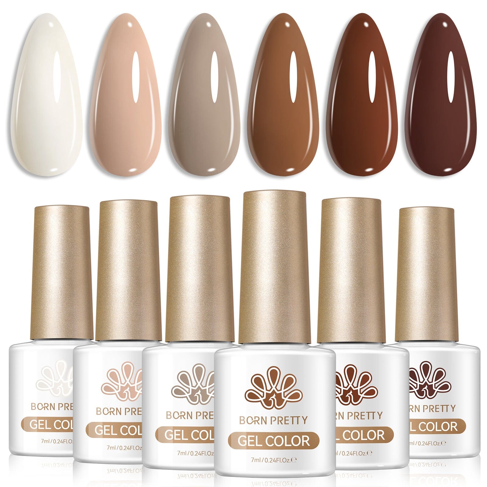 6 Colors Gel Set S67 Cocoa Night 7ml Gel Nail Polish BORN PRETTY 