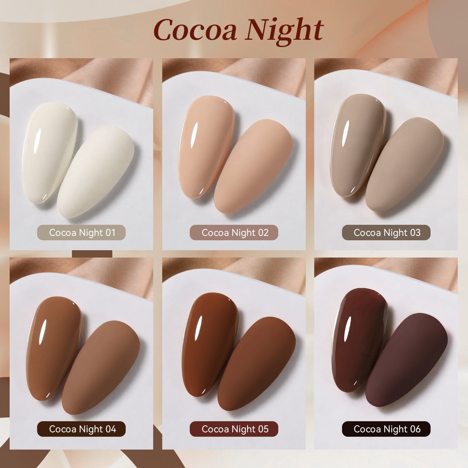 6 Colors Gel Set S67 Cocoa Night 7ml Gel Nail Polish BORN PRETTY 