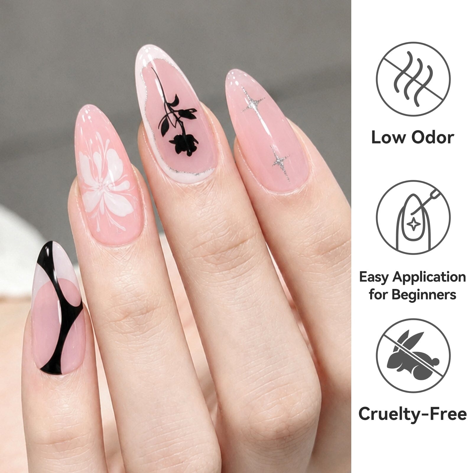 4 Colors Liner Gel Set Black White Gold Silver 8ml Gel Nail Polish BORN PRETTY 
