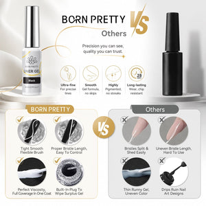 4 Colors Liner Gel Set Black White Gold Silver 8ml Gel Nail Polish BORN PRETTY 
