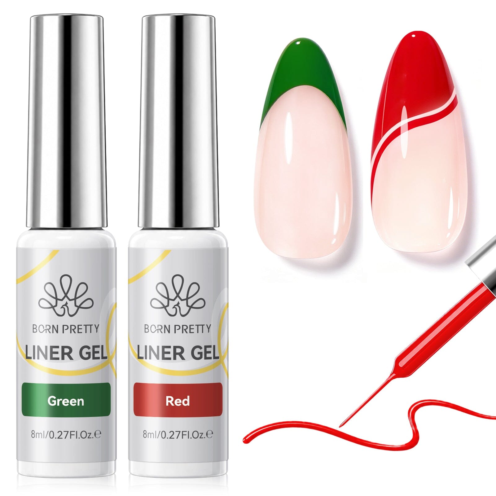 4 Colors Liner Gel Set Red Green 8ml Gel Nail Polish BORN PRETTY 