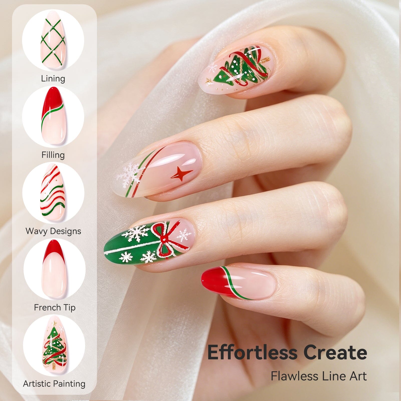 4 Colors Liner Gel Set Red Green 8ml Gel Nail Polish BORN PRETTY 