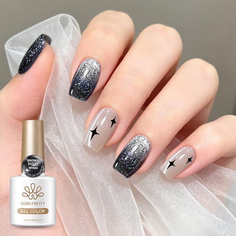 Reflective Cat Magnetic Gel MY653 Brown Sugar 10ml Gel Nail Polish BORN PRETTY 
