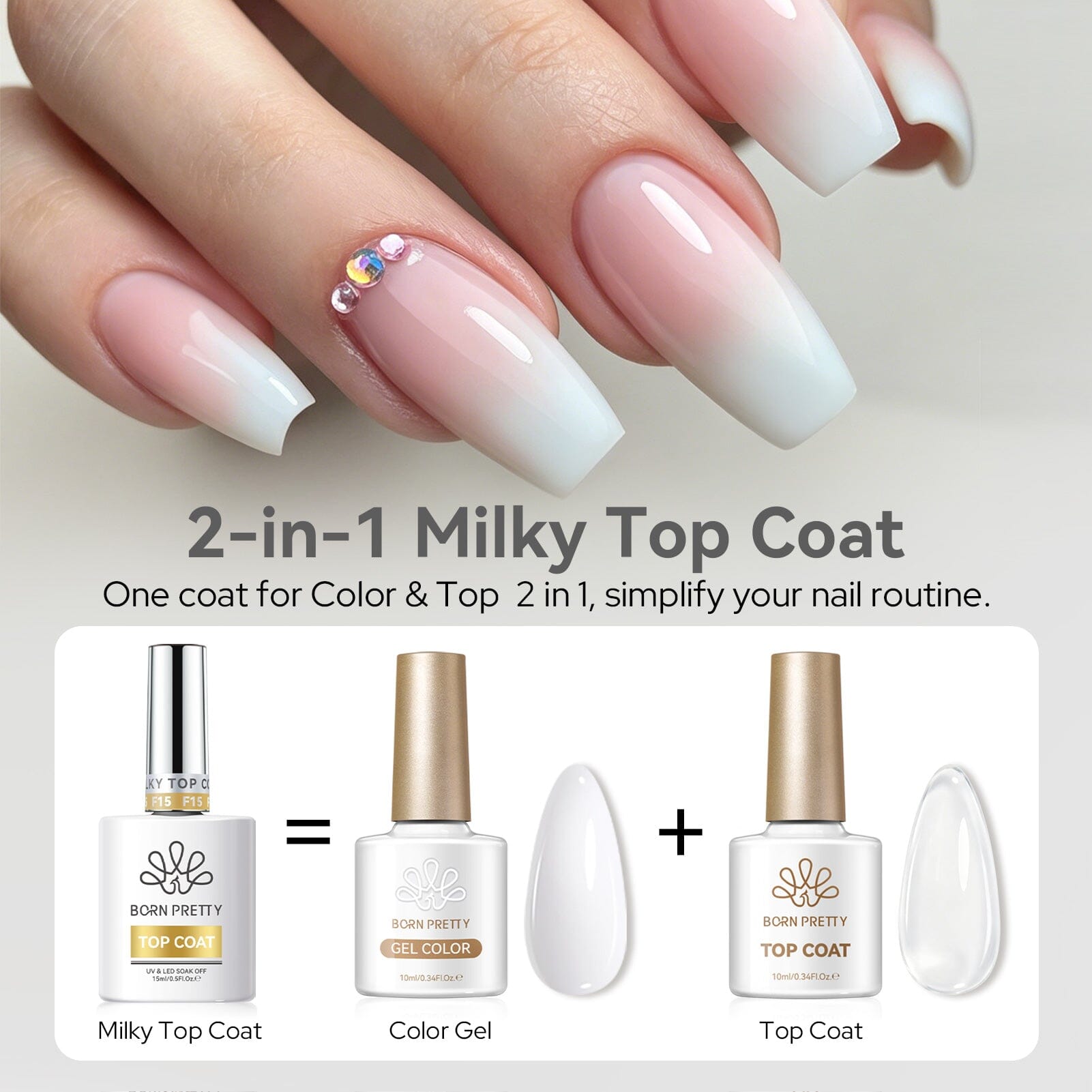 Milky Top Coat 15ml Base & Top Coat BORN PRETTY 