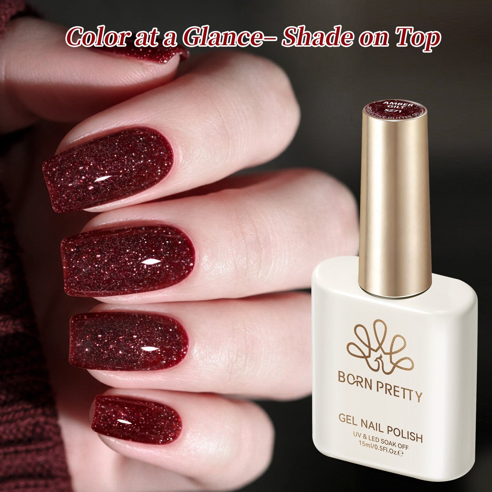 Reflective Gel SZ71 Amber Gilt 15ml Gel Nail Polish BORN PRETTY 