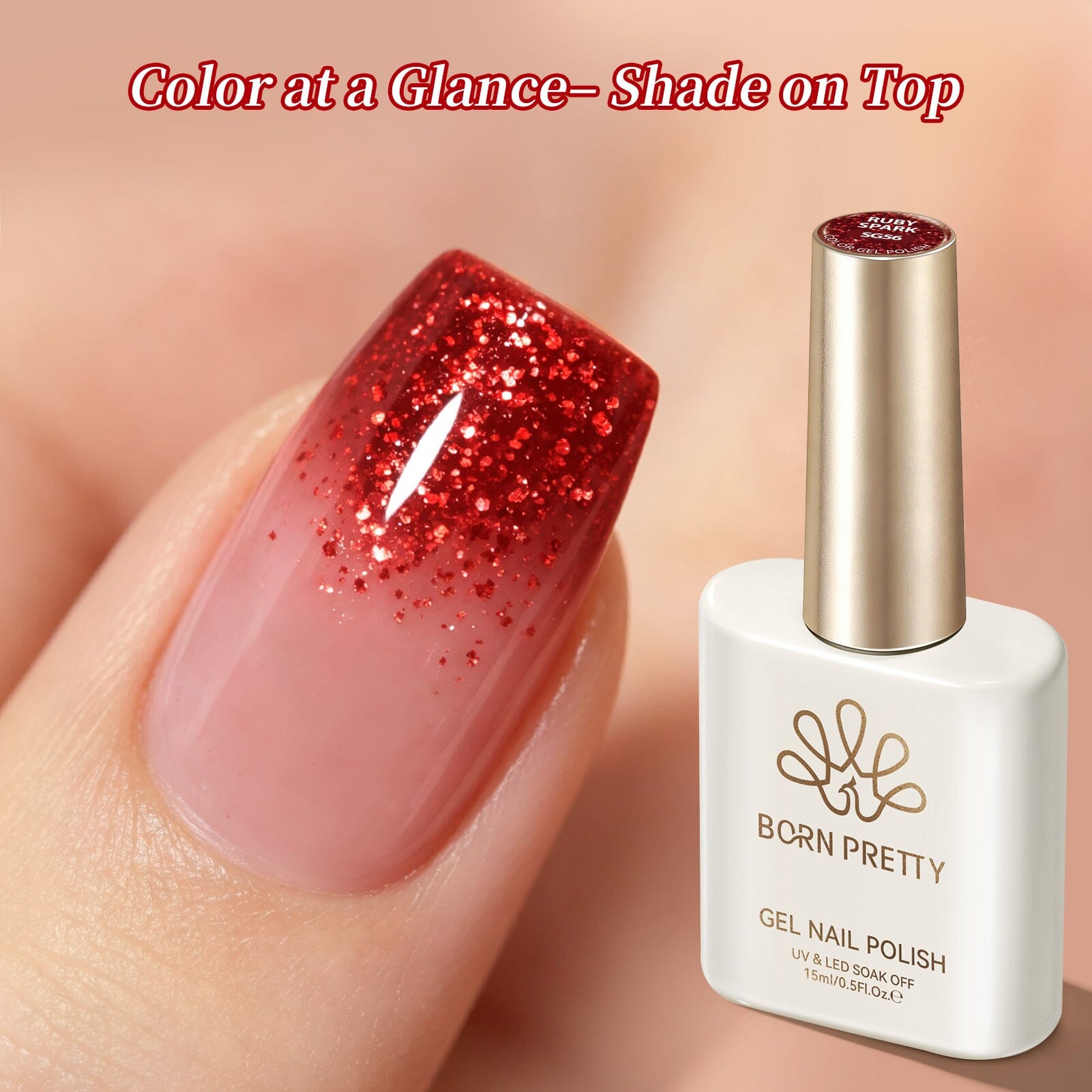 Platinum Gel SG56 Ruby Spark 15ml Gel Nail Polish BORN PRETTY 