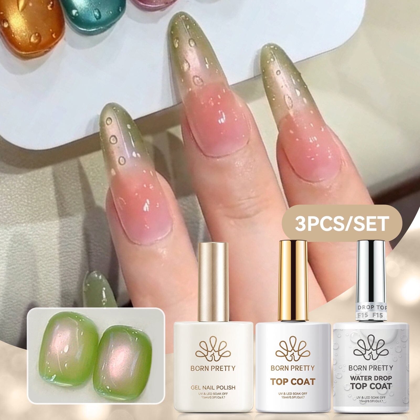 Water Drop Top Coat Set 15ml Base & Top Coat BORN PRETTY 