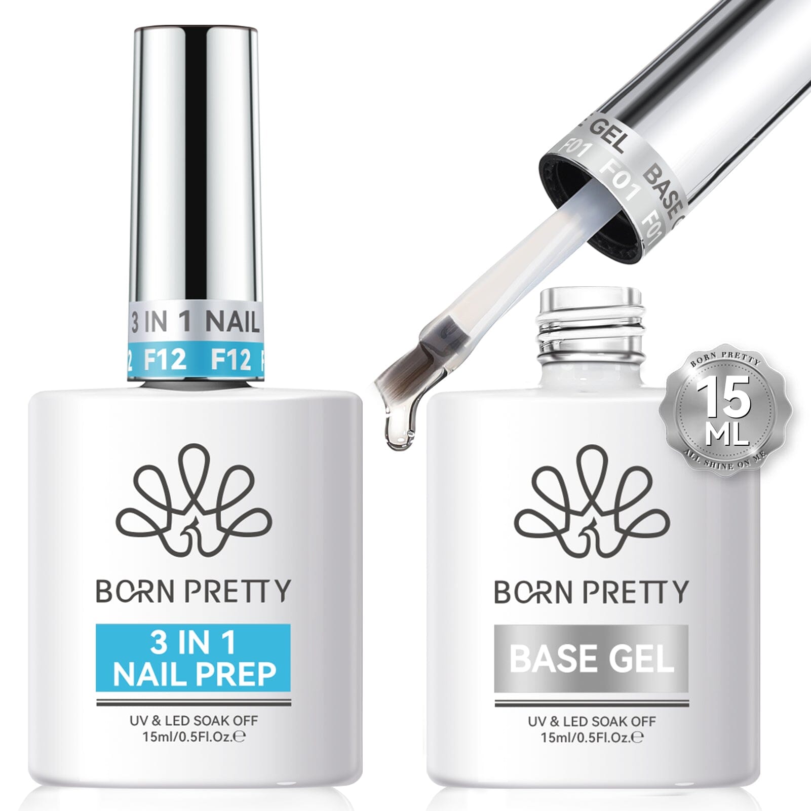 Base Gel & Nail Prep Set 15ml Base & Top Coat BORN PRETTY 