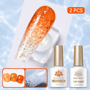 Water Ripple Top Coat Set Base & Top Coat BORN PRETTY Water Ripple Top Coat & Jelly Gel JN66 