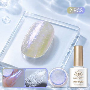 Water Ripple Top Coat Set Base & Top Coat BORN PRETTY Water Ripple Top Coat & Nail Powder #02 