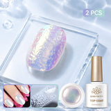 Water Ripple Top Coat Set Base & Top Coat BORN PRETTY Water Ripple Top Coat & Nail Powder #05 