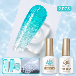 Water Ripple Top Coat Set Base & Top Coat BORN PRETTY Water Ripple Top Coat & Jelly Gel JN24 