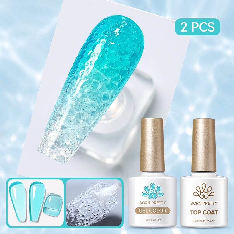 Water Ripple Top Coat Set Base & Top Coat BORN PRETTY Water Ripple Top Coat & Jelly Gel JN24 