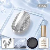 Water Ripple Top Coat Set Base & Top Coat BORN PRETTY Water Ripple Top Coat & Nail Powder #08 