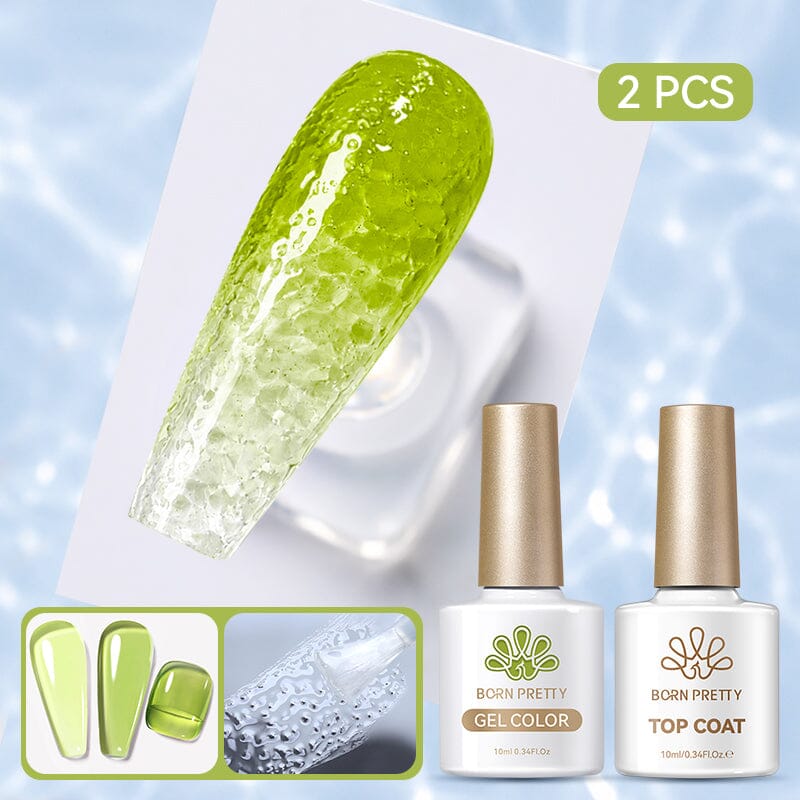 Water Ripple Top Coat Set Base & Top Coat BORN PRETTY Water Ripple Top Coat & Jelly Gel JN28 