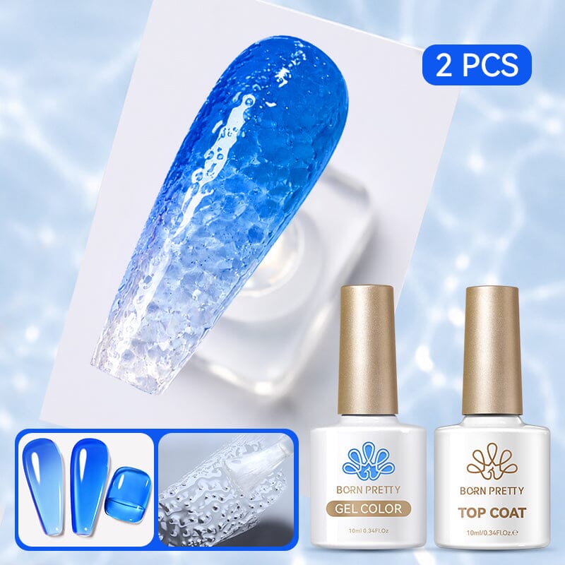 Water Ripple Top Coat Set Base & Top Coat BORN PRETTY Water Ripple Top Coat & Jelly Gel JN29 