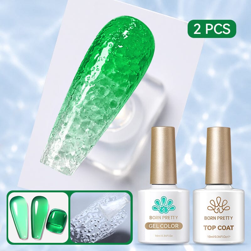 Water Ripple Top Coat Set Base & Top Coat BORN PRETTY Water Ripple Top Coat & Jelly Gel JN42 