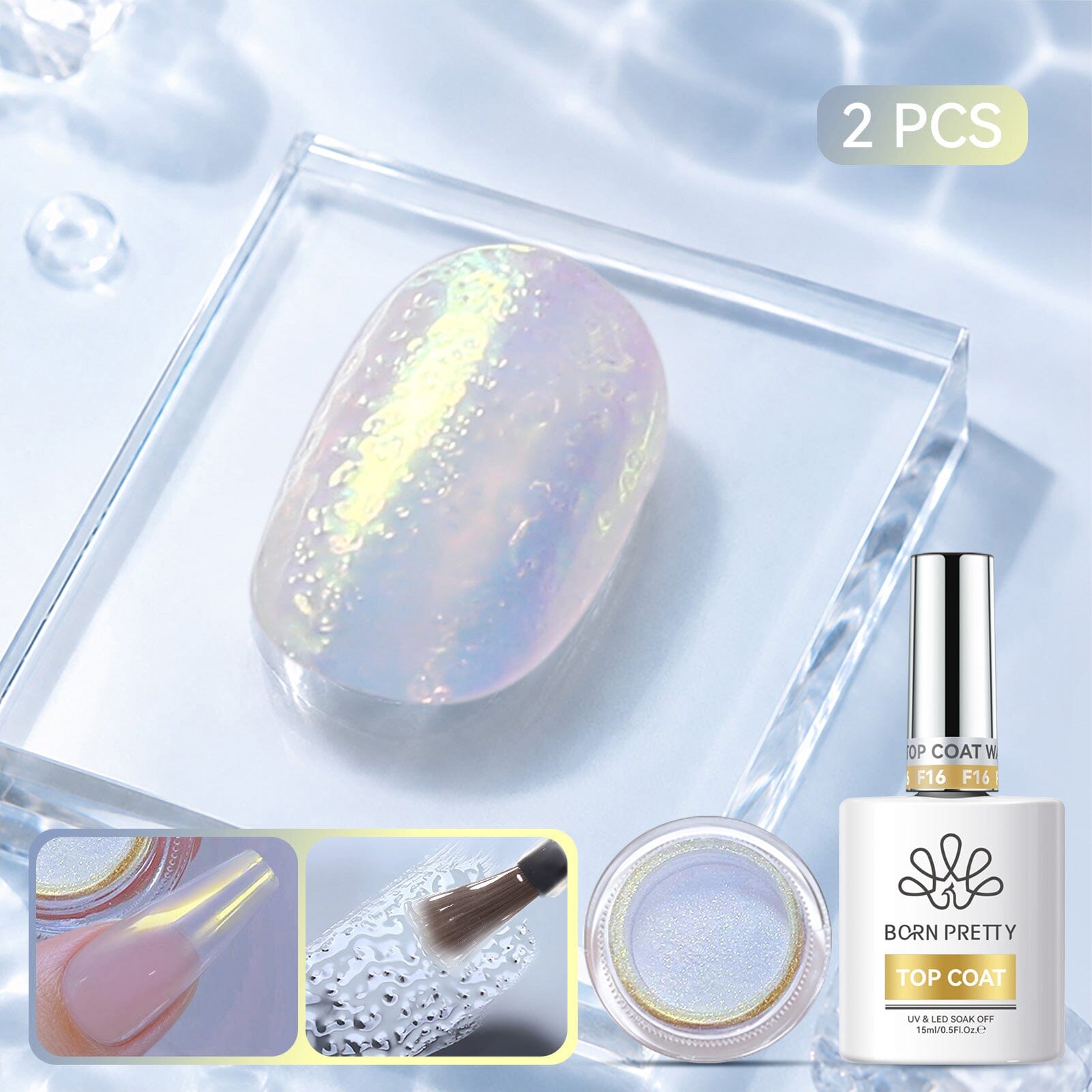 Water Ripple Top Coat Set 15ml Base & Top Coat BORN PRETTY Set 10 