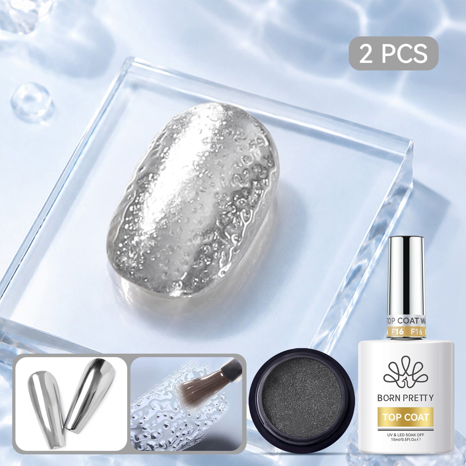 Water Ripple Top Coat Set 15ml Base & Top Coat BORN PRETTY Set 14 