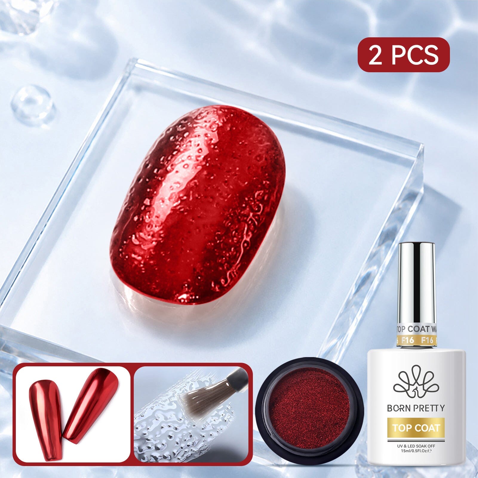 Water Ripple Top Coat Set 15ml Base & Top Coat BORN PRETTY Set 16 